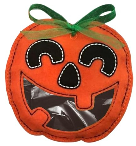Pequeña bolsa de fieltro de Halloween | Bolsas de fieltro para caramelos de calabaza pequeña | Bolsa de dulces fantasma con ventana transparente para el día de Acción de Gracias