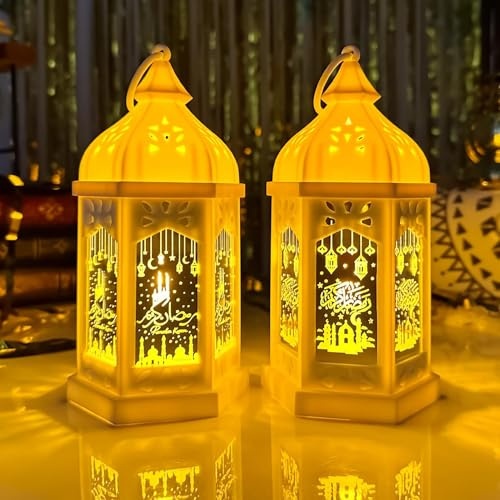 Ramadan-lanterna, 2 st Ramadan-lyktor, ramadan, dekoration, islamisk dekoration, ramadan, bordsdekoration, ااا, Eid Mubarak, dekoration, lykta, måne, stjärna, vindljus, bordsdekoration för muslimska