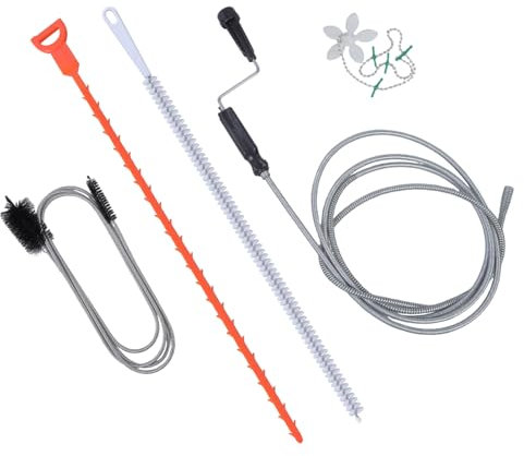 Lot de 5 kits de débouchage de canalisations de 300 cm, spirales, 150 cm, brosse serpent, convient pour salle de bain, cuisine, tuyau domestique
