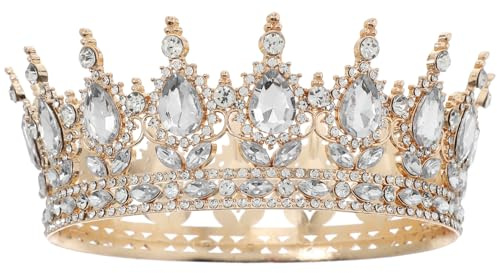 DOITOOL Couronne de reine pour femme, diadème vintage en cristal, bijou pour cheveux, décoration de gâteau princesse, mariée, anniversaire, mariage, concours beauté, Halloween, fête