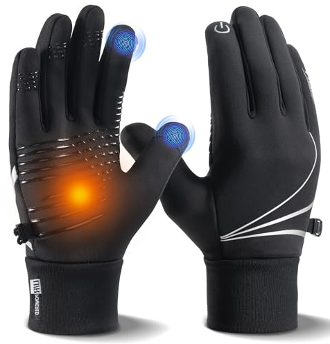 RUIXUE Winter Gloves for Men Women, Warm Thermal Windproof Touchscreen Non-Slip(Black,M)