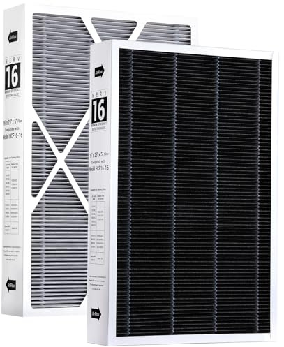 2 Pack X6672 Furnace Replacement Filter Compatible with Lennox X6672, HCC16-28 Replacement for HCF16-16 & HCF16-10, Carbon Enhanced HVAC Furnace Air Filter, 16x25x5 Inches MERV 16 Furnace Air Filter