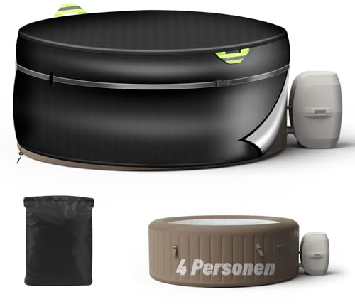Gemsaya Cubierta redonda para bañera de hidromasaje de 220 x 72 cm, protector de cubierta de bañera de hidromasaje para 4 personas, 420D Oxford, cobertura completa, protector térmico de spa