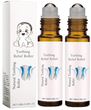 Rodillo de aceite para dientes de bebé, alivio natural del dolor durante la dentición, rodillo para dientes de bebé, rodillo suave para bebés y niños pequeños, reduce los dolores dentales, alivio en