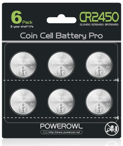 POWEROWL 6 Unidades CR2450 Pilas Botón de Litio de 3V