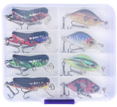 Generic 8 Uds Mini Crankbait Wobbler Señuelos de Pesca Cebo Duro Swimbait para Peces Depredadores lubina Trucha Walleye Pike