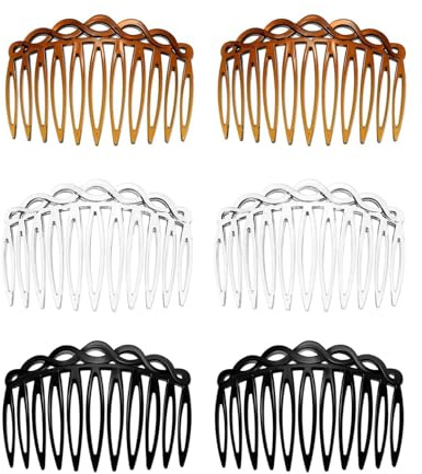 SOVYTH 6 Pezzi Pettinini Fermacapelli, Pettini laterali per capelli Francese, laterali in plastica per capelli, pettini attorcigliati con denti, per donne e ragazze