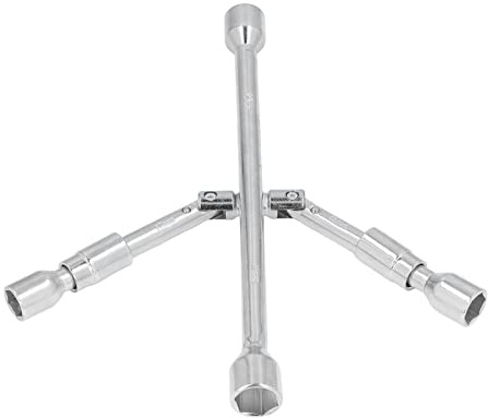 Rhawuy Llave cruzada de 4 vías 17 mm 19 mm 21 mm 23 mm |Llave de vaso plegable de acero con alto contenido de carbono |Herramienta de reparación de automóviles/motocicletas/máquinas
