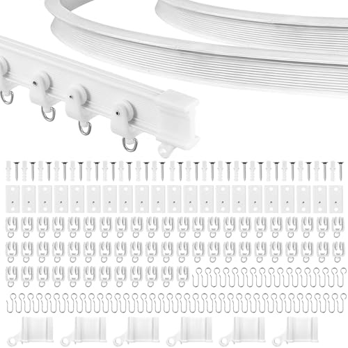 7 m Riel de cortina de techo flexible blanco , riel de cortina curvado, soporte curvado para cortina con ruedas silenciosas, soporte flexible para ducha, ventana de bahía RV