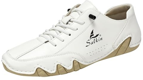 Scarpe da uomo in pelle, a piedi nudi, impermeabili, in pelle scamosciata, per attività all'aria aperta, da trekking, con piedi larghi, ergonomici, barefoot, scarpe da pesca ortopediche, 011 Wh1, 47