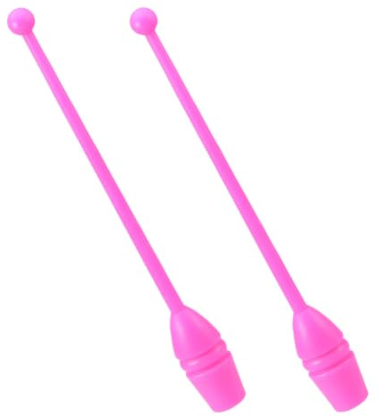 SEWACC Bâtons de Gymnastique Artistique Plastique Rose pour Adultes et Garçon Fille de Sticks de Danse Rythmique Résistants pour Entraînement Compétition et Fitness