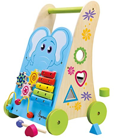 Mertens Lauf-Lernwagen-FSC 100% für Kinder ab 18 Monate, Kinderspielzeug (Baby Walker, Holzspielzeug, kindgerechtes Design, umweltfreundliche Materialien & gesundheitsunbedenkliche Farben), Mehrfarbig
