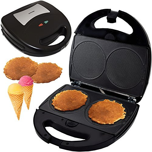 Syntrox Germany Waffelkegel Maker Waffeleisen Waffelmaker Chefmaker SM-1300W Mini Waffle Cone mit herausnehmbaren Backplatten