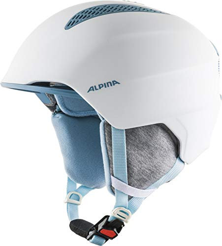 Alpina Grand JR - Sicherer, Leichter, Stoßabsorbierender & Individuell Anpassbarer Skihelm Für Kinder, White-SkyBlue, 54-57 cm