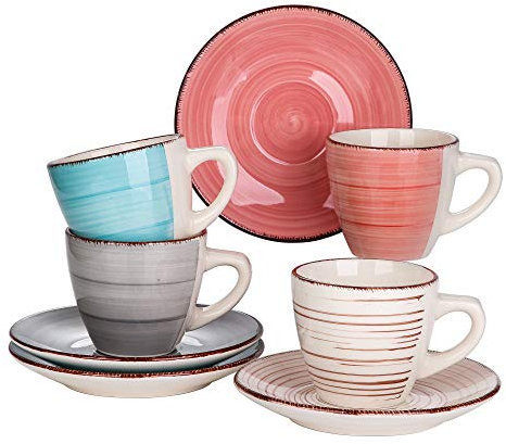 Kaffeeservice porzellan, vancasso BELLA 8 teilig Kaffeeset bunt, Marokko Serie, handbemalt für 4 Personen, Beinhaltet Kaffeetassen, Untertassen