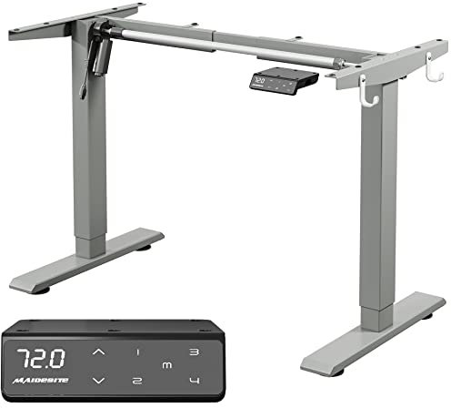 MAIDeSITe höhenverstellbarer Schreibtisch elektrisch mit starken Motor, tischgestell höhenverstellbar 2 teiligen Beinen sowie auch 4 Memory-Steuerung und Kindersicherung - T1 Pro(Grau)