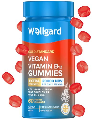 Wellgard Vegan Vitamin B12 Gummies – High Strength B12 Supplement for Energy & Immunity, UK Formulated B12 Gummies