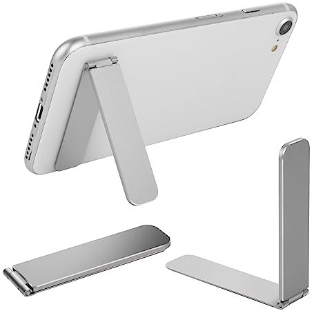 TIESOME Handyständer für Schreibtisch Aluminium Faltbarer Telefonständer Verstellbarer tragbarer ultradünner vertikaler und horizontaler Handyhalter für die meisten Smartphones Tablets (Silver)