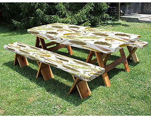 Palm Leaves - Mantel ajustable de poliéster para mesa de picnic y banco, 72 pulgadas, fondo de plantas tropicales de la selva, para exteriores, barbacoas, camping, 28 x 72 pulgadas