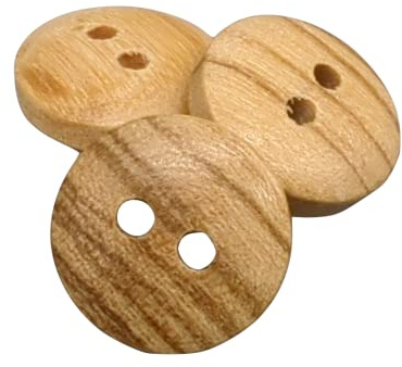 BOTIBOTON - Botones de madera de olivo de 2 agujeros - Pequeños para bebe y grandes para abrigo – REVERSIBLES - Decorativos para costura * Fabricado y Enviado desde ESPAÑA * 12 mm