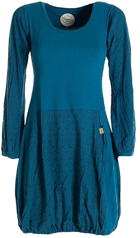 Vishes - Alternative Bekleidung - Langarm Damen-Keid Ballon-Kleid Shirt-Kleid kurz Loose fit türkis 42