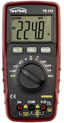 Multímetro Digital Testboy 318 para Sistemas Fotovoltaicos (Medidas: tensión CC hasta 1500 V, tensión CA hasta 1000 V, con linterna LED y display de 40 mm)
