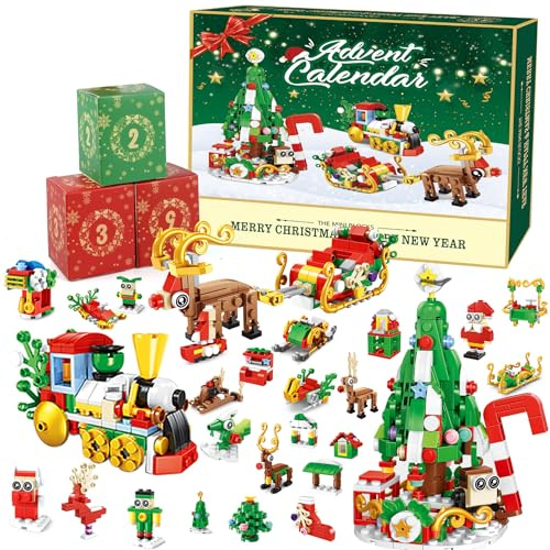 Advent Calendar 2025, Christmas Building Block Sets - 24 Days of Christmas Countdown Calendar for Adults, Building Kits Gifts Ideal, 12 In 1 Santa Tree House Block Toy Set Gifts
