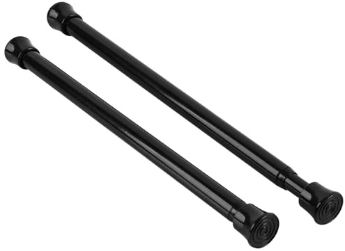 KXLife 2 Pack Small Spring Tension Curtain Rod Adjustable 11.5 to 16.5 Inch, Thin Short Tension Rods No Drill for Window, Black