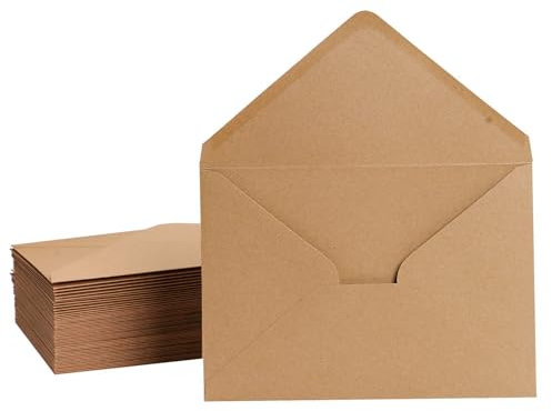 Kraftpapier Umschläge, 30 Stück Kraftpapier Umschläge, Kuvert Briefkuvert Briefhülle mit Nassklebung für Grußkarten Einladungen Geburtstagskarten