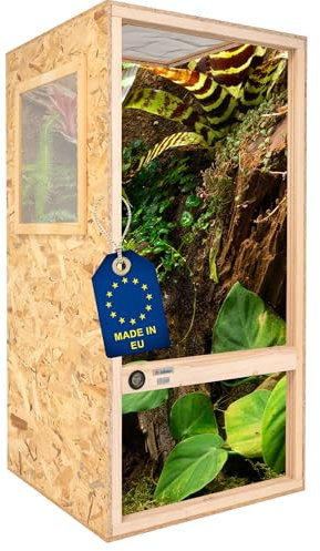 ITA Chamäleon Terrarium 120x60x60 cm mit Flächenbelüftung & Integriertem Hygrometer - Holzterrarium aus OSB-3 Platten - Terrarien für Chamäleons und andere Tierarten - EU Produkt