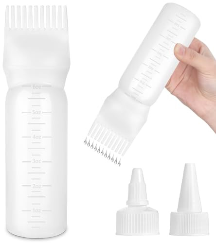 Root Comb Applicator Bottle Hair Oil Applicator for Dye and Scalp, White