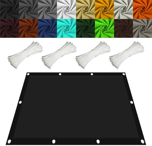 Shade Sails Waterproof Polyester 2 x 3.2 m Pes Polyester UV Block Impregnated Garden Screening Shade Netting with Grommets and Rope for Patio Garden Pergola, Black