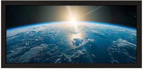 Echo Three Wall Art Black Framed Print Home Earth Horizon |Galactic Room Sign | Space Enthusiast Gift Blue Planet Earthrise Skyline Design | Earth From Space Astronomy Display
