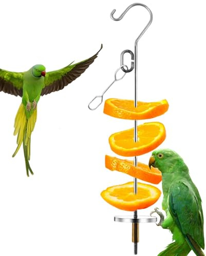 Pincho De Frutas Para Aves, Porta Snack De Acero Inoxidable Para Loros | Juguete De Enriquecimiento Forraje Y Decoración Interior Para Conuros, Periquitos, Inseparables, Cocoritas Y Canarios