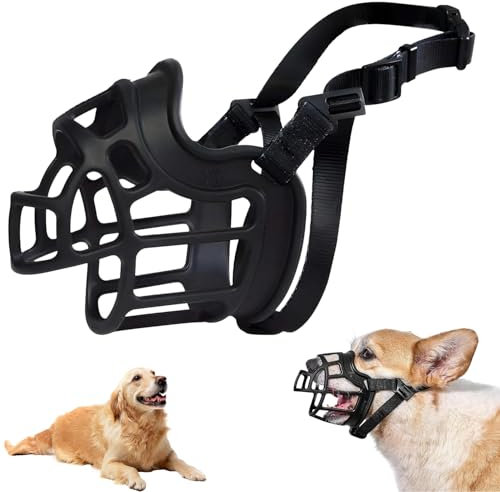 Maulkorb für Hunde, Silikon-Korb Hund Maulkörbe, Korbmaulkorb für Hunde, Maulkorb Flex Mau-lkorb Silikon, Sili-kon-Korb Hund Maulkörbe mit verstellbaren Riemen, Verhindert Bellen, Beißen und Kauen