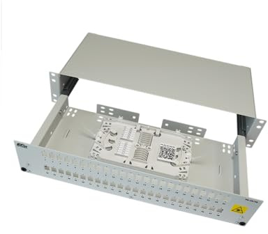 Fiber Optic Patch Panel 2U 19 tum Rack Mount | 48 SC eller E2000 Port | 48 splitter | stålhölje RAL 7035 | Kabelhantering | Splice Trays ingår