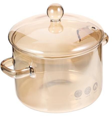 Veemoon Casserole Verre Transparente avec Couvercle Ustensile de Cuisson pour Soupes Ragoûts et Pâtes Compatible Plaques de Cuisson à Gaz au Four Cuisinière