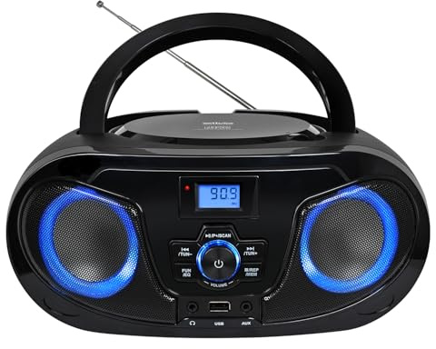 Silva Schneider MPC 25.7 BT — Bärbar CD-spelare med Bluetooth, FM-radio, USB-MP3-uppspelning, stereoljud, 5 ljudprofiler, LCD-skärm, LED-belysning, nät- och batteridrift, AUX och hörlurar