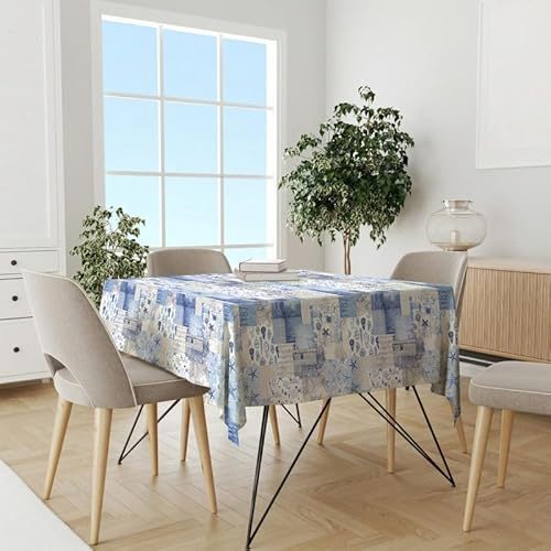 NARCISO Tovaglia 140x180 da 6 Posti in Tessuto 100% Poliestere con Trattamento NO STIRO, Copritavola Rettangolare Cucina, Tovaglie Tavolo Moderno Rettangolari, Copritavolo Marino Grigio