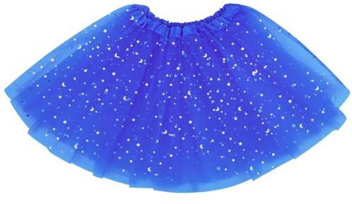 AYBUY Tutu Elastico Tul 30 CM de Longitud para niña, Faldas de Baile de Ballet de Tul 3 Capas, NiñA Estrella Lentejuelas Fiesta Baile Ballet Tutú Falda para Danza Rendimiento Fiesta, Colores