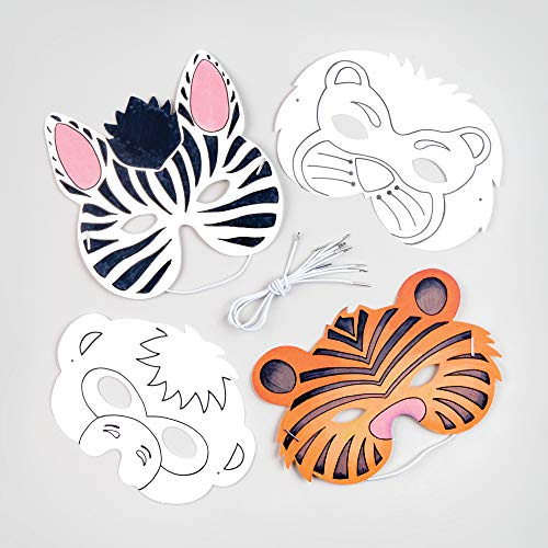 Baker Ross Masques pré-imprimés animaux à colorier (Lot de 8) - Loisirs créatifs pour enfants