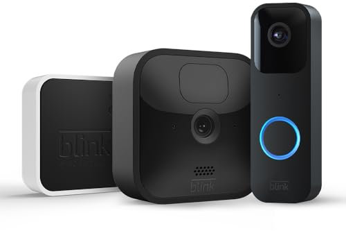 Blink Outdoor with two-year battery life | 1-Camera System (Black) + Blink Video Doorbell (Black) | HD Smart Security camera, motion detection, Alexa enabled