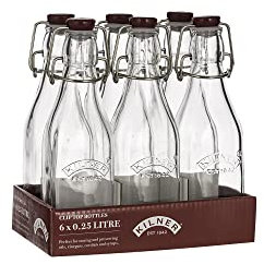 Kilner® Tray of 6 0.25 Litre Square Clip Top Bottles