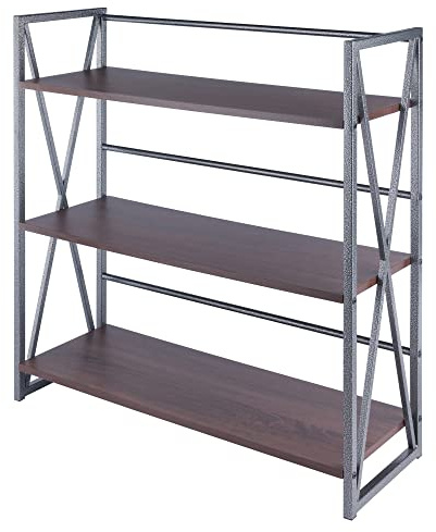 Winsome Wood Isa 3-Tier Shelf, Graphite and Walnut