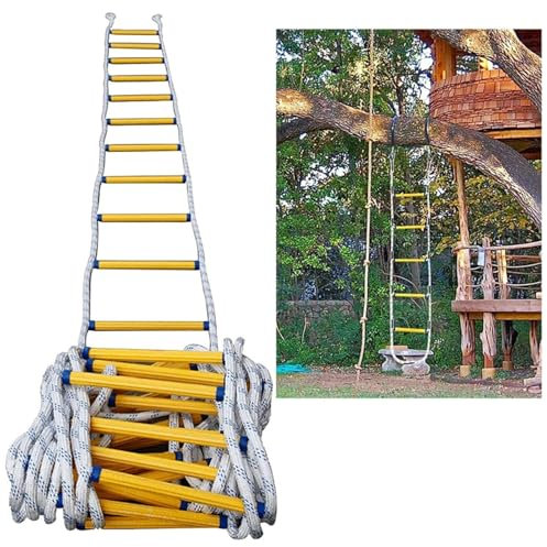 Échelles de Secours 5M avec Mousquetons, Charge Max 450KG -Échelles d'Incendie en Cas d'urgence pour Évacuation de Fenêtre, Balcon(2 Etages, 5M)(115FT/35M)