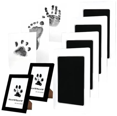Set di 4 impronte di zampe per cani e gatti – Set di souvenir per impronta manuale e impronta dei piedi del bambino, cornice per foto