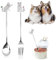 Pet Food Scoop and Fork Set, 2 pcs Small Cute Cat Stainless Steel Forks and Spoon Easy Clean Cat Treat Spoon Set for Can Wet Food