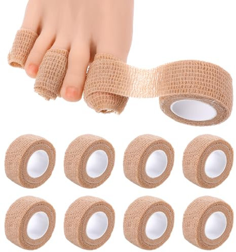 Wanmu Lot de 8 rouleaux de 2,5 cm de protection pour gros orteil cassé, bandages d'orteils pour coureurs, couvre-gros orteil pour homme et femme, soulagement de la douleur, traitement des ongles