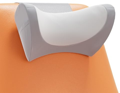 Ergonomic Headrest Pillow for Neck Support Cushion, Small Memory Foam, Gray | Head Rest for Recliner Sofa Chair, Office Chaise, Rocking Couch Lounge, Gaming, Non-slip Soft Headpillow with Side Pocket