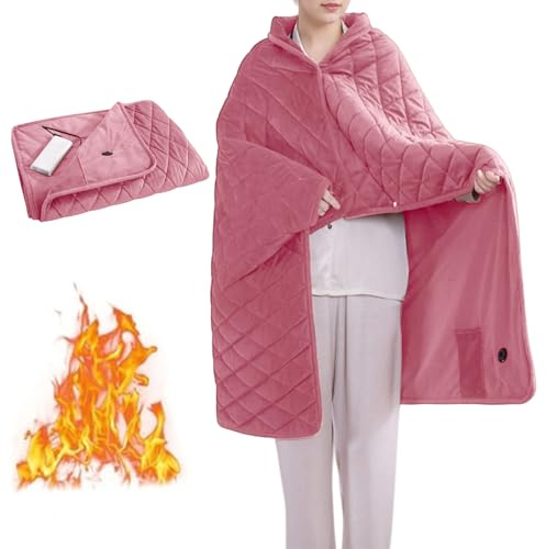 Baimiu Portable Heated Blanket Soft Warm USB Heated Lap Blanket Rechargeable Electric Throw for Adults Camping Car Travel Use